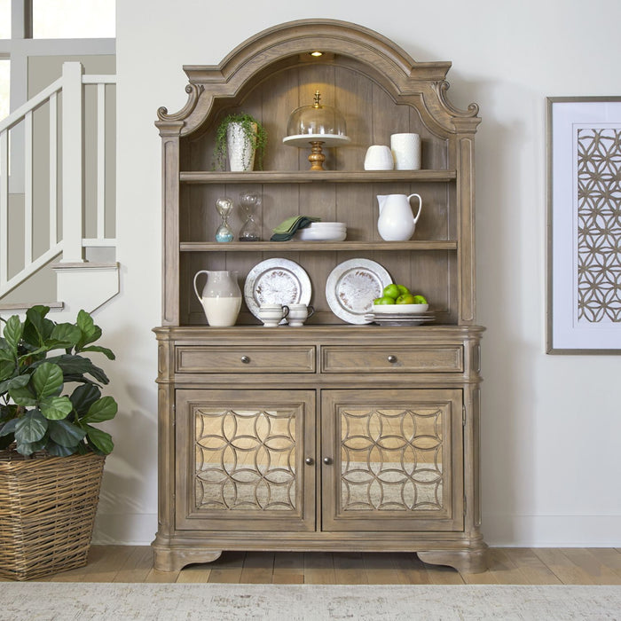 Liberty Furniture Magnolia Manor Buffet with Hutch in Weathered Bisque - Furniture 4 Less (Jacksonville, NC)