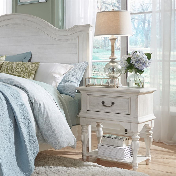 Liberty Funiture Bayside Leg Nightstand in Antique White - Furniture 4 Less (Jacksonville, NC)