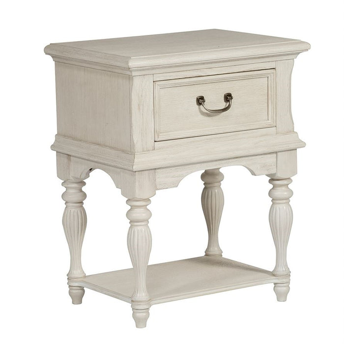 Liberty Funiture Bayside Leg Nightstand in Antique White - Furniture 4 Less (Jacksonville, NC)