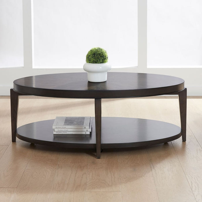 Liberty Furniture Penton Oval Cocktail Table in Espresso Stone - Furniture 4 Less (Jacksonville, NC)