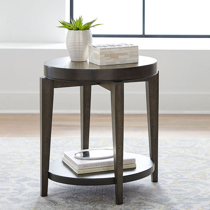 Liberty Furniture Penton Oval Chair Side Table in Espresso Stone