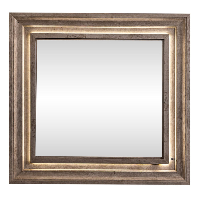 Horizons Lighted Mirror in Graystone - Furniture 4 Less (Jacksonville, NC)