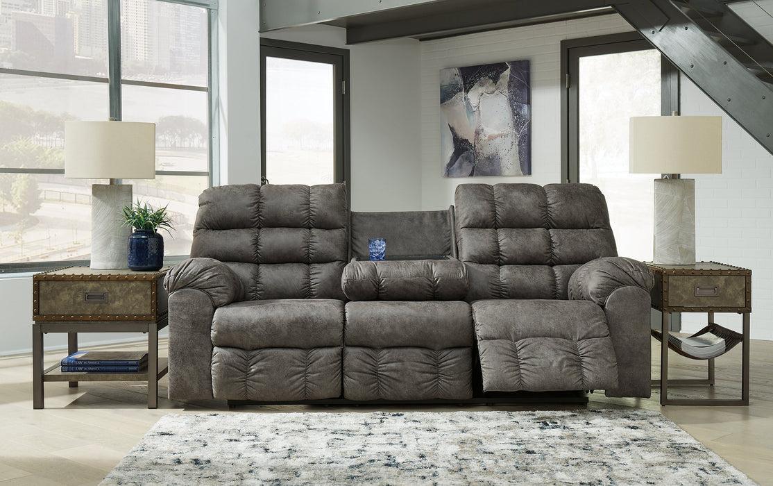 Derwin Reclining Sofa with Drop Down Table - Furniture 4 Less (Jacksonville, NC)