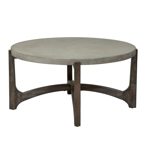 Cascade Round Cocktail Table in Wire Brush Rustic Brown - Furniture 4 Less (Jacksonville, NC)