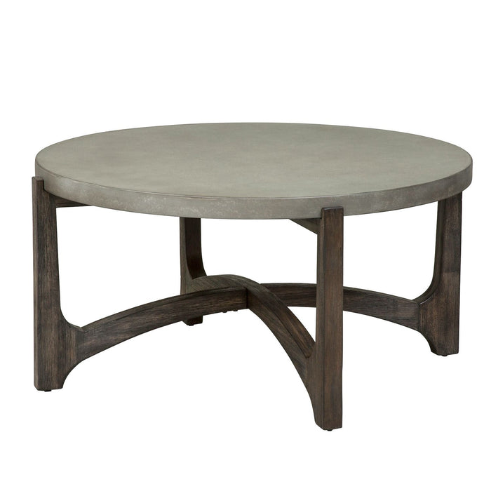 Cascade Round Cocktail Table in Wire Brush Rustic Brown - Furniture 4 Less (Jacksonville, NC)