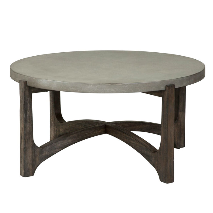 Cascade Round Cocktail Table in Wire Brush Rustic Brown - Furniture 4 Less (Jacksonville, NC)