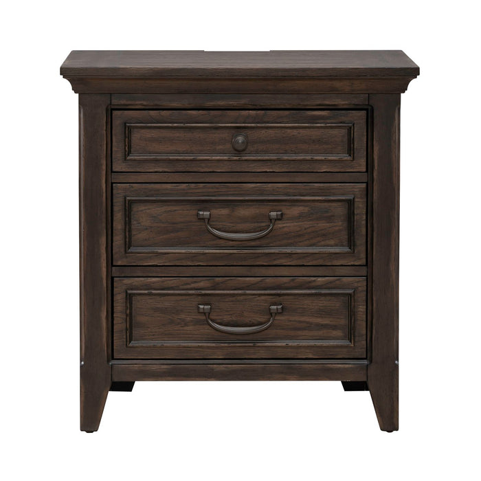 Paradise Valley Nightstand with Charging Station in Saddle Brown - Furniture 4 Less (Jacksonville, NC)