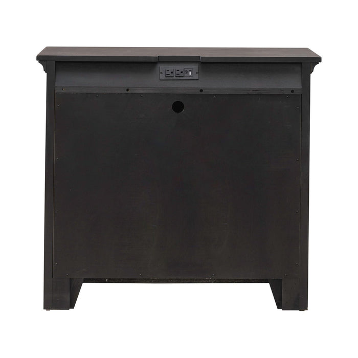 Paradise Valley 2 Door Bedside Chest with Charging Station in Saddle Brown - Furniture 4 Less (Jacksonville, NC)