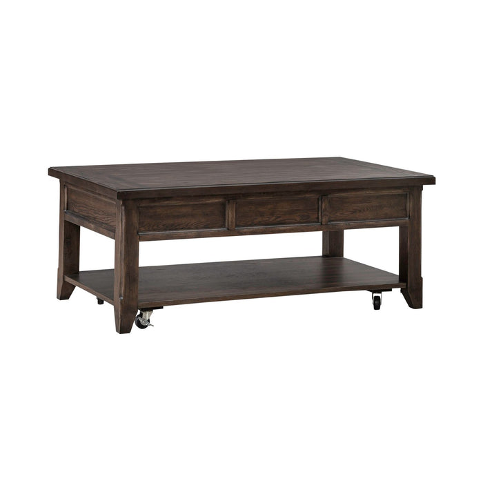 Paradise Valley Lift Top Cocktail Table in Saddle Brown - Furniture 4 Less (Jacksonville, NC)