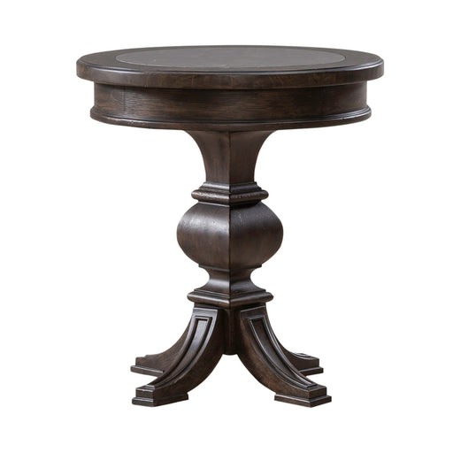 Paradise Valley Round Chairside Table in Saddle Brown - Furniture 4 Less (Jacksonville, NC)