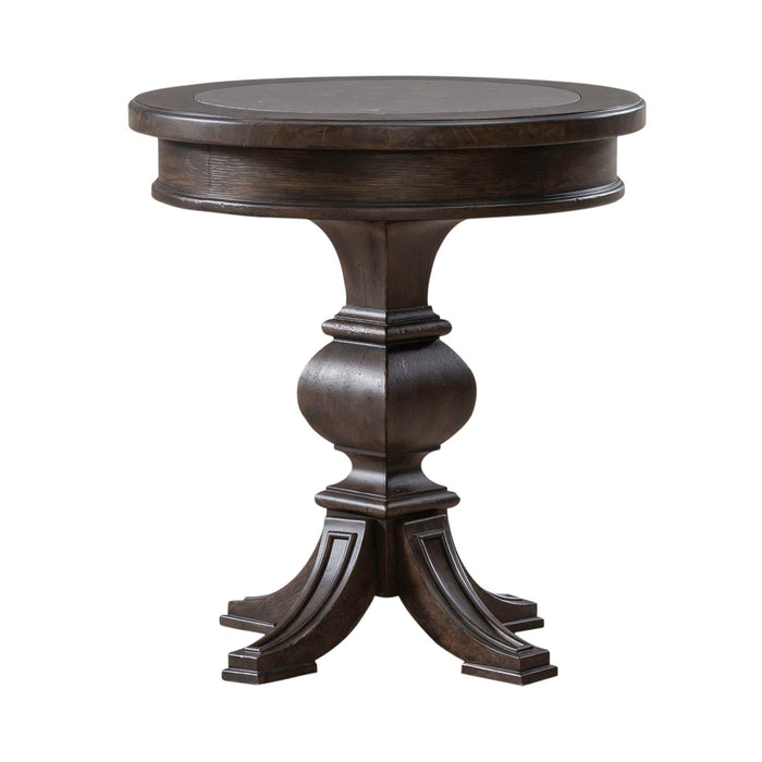 Paradise Valley Round Chairside Table in Saddle Brown - Furniture 4 Less (Jacksonville, NC)