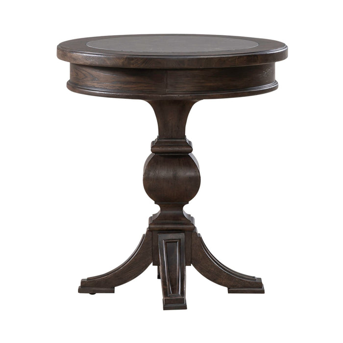 Paradise Valley Round Chairside Table in Saddle Brown - Furniture 4 Less (Jacksonville, NC)