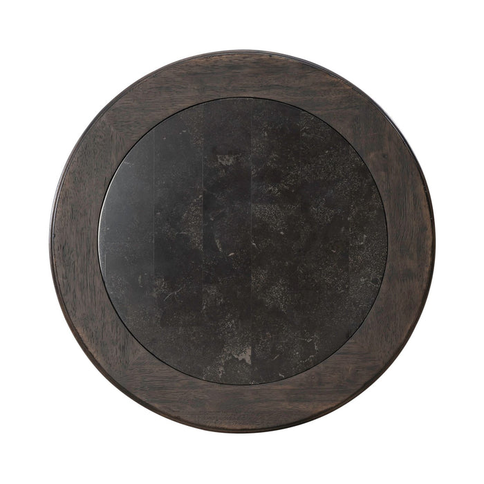 Paradise Valley Round Chairside Table in Saddle Brown - Furniture 4 Less (Jacksonville, NC)