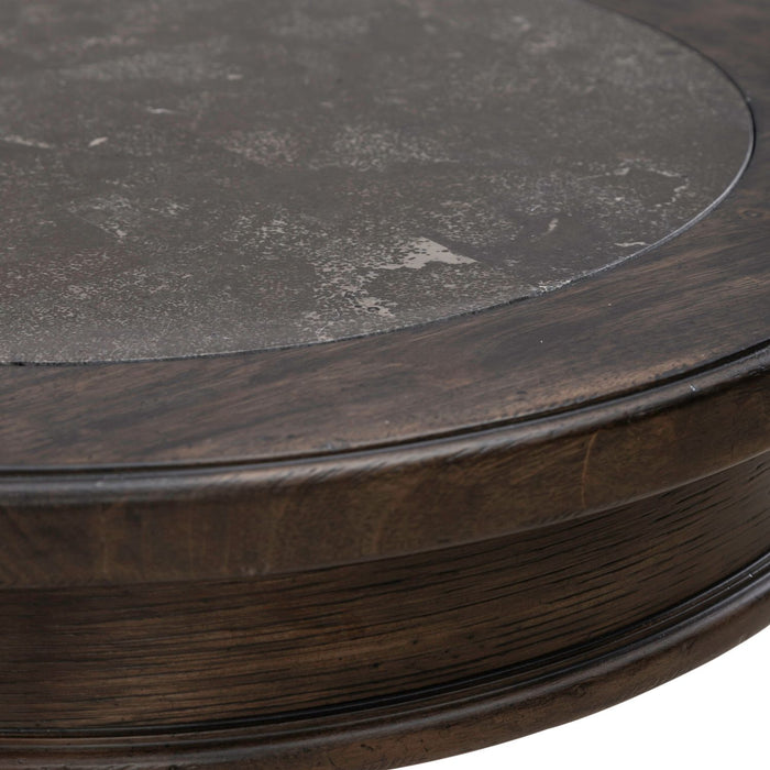 Paradise Valley Round Chairside Table in Saddle Brown - Furniture 4 Less (Jacksonville, NC)