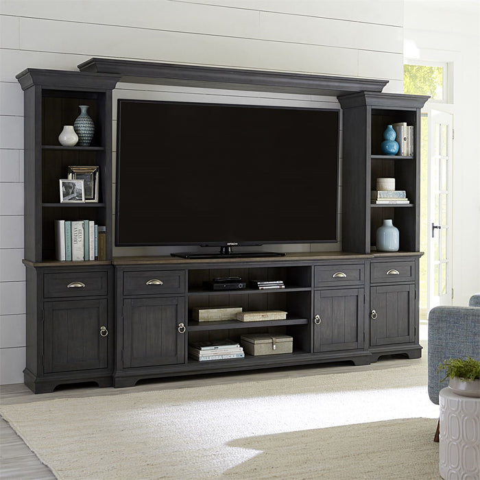 Liberty Furniture Ocean Isle 72 Inch Entertainment TV Stand in Slate with Weathered Pine - Furniture 4 Less (Jacksonville, NC)
