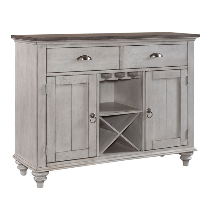 Ocean Isle Buffet in Antique White with Weathered Pine - Furniture 4 Less (Jacksonville, NC)