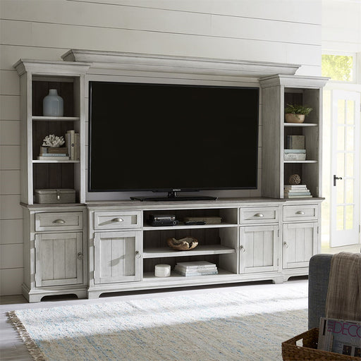 Liberty Furniture Ocean Isle 72 Inch Entertainment TV Stand in Antique White with Weathered Pine - Furniture 4 Less (Jacksonville, NC)