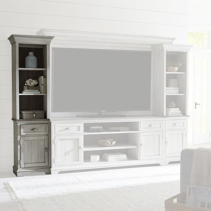 Liberty Furniture Ocean Isle Entertainment Center with Piers in Antique White with Weathered Pine 303W-ENTW-ECP - Furniture 4 Less (Jacksonville, NC)