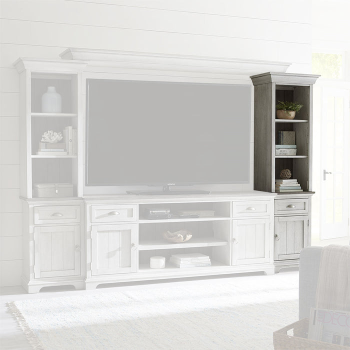 Liberty Furniture Ocean Isle Entertainment Center with Piers in Antique White with Weathered Pine 303W-ENTW-ECP - Furniture 4 Less (Jacksonville, NC)
