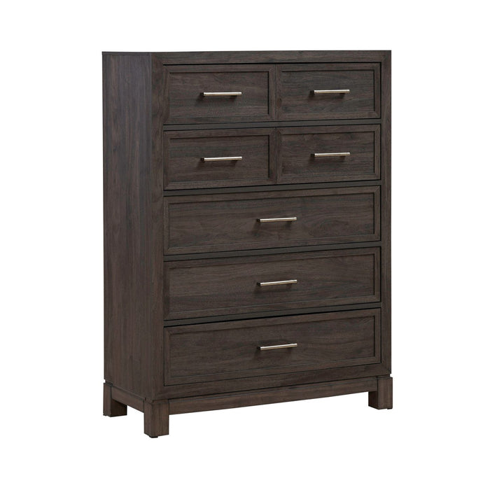 Modern Edge 5 Drawer Chest in Caffe - Furniture 4 Less (Jacksonville, NC)