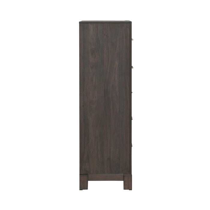 Modern Edge 5 Drawer Chest in Caffe - Furniture 4 Less (Jacksonville, NC)