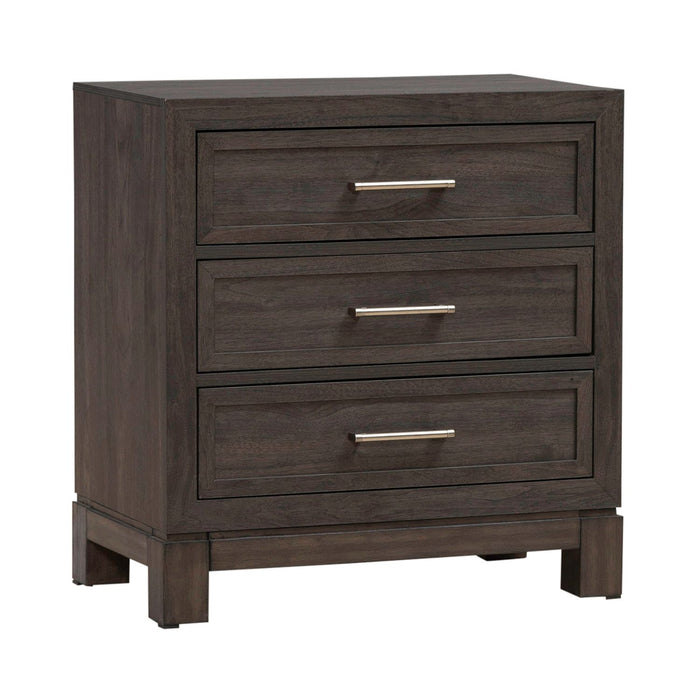 Modern Edge Nightstand w/ Charging Station in Caffe - Furniture 4 Less (Jacksonville, NC)