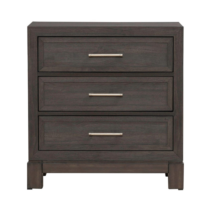 Modern Edge Nightstand w/ Charging Station in Caffe - Furniture 4 Less (Jacksonville, NC)