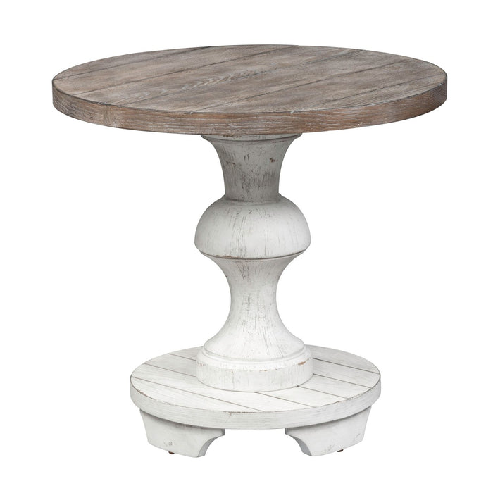 Sedona Round End Table in Heavy Distressed White - Furniture 4 Less (Jacksonville, NC)