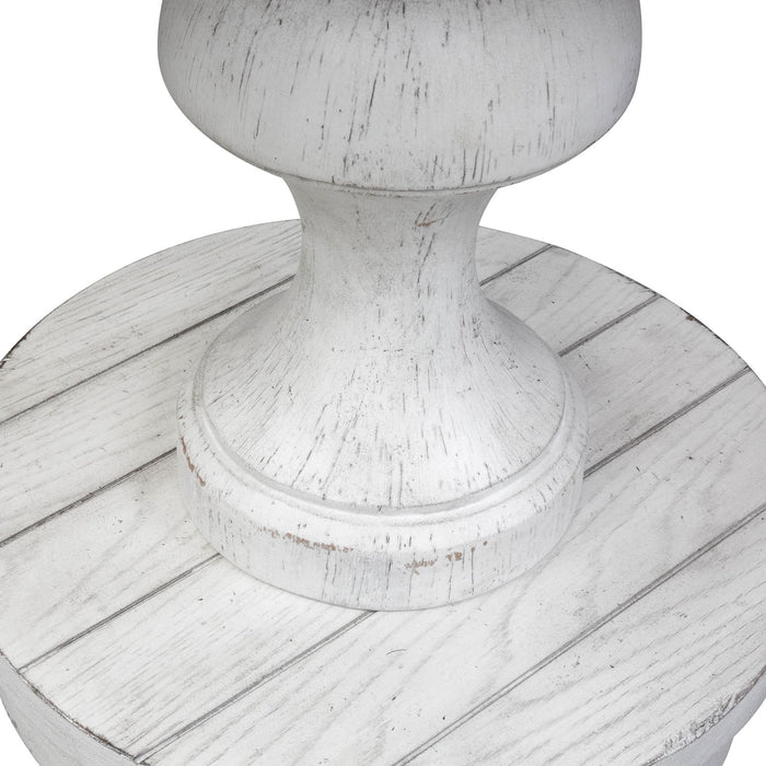 Sedona Round End Table in Heavy Distressed White - Furniture 4 Less (Jacksonville, NC)
