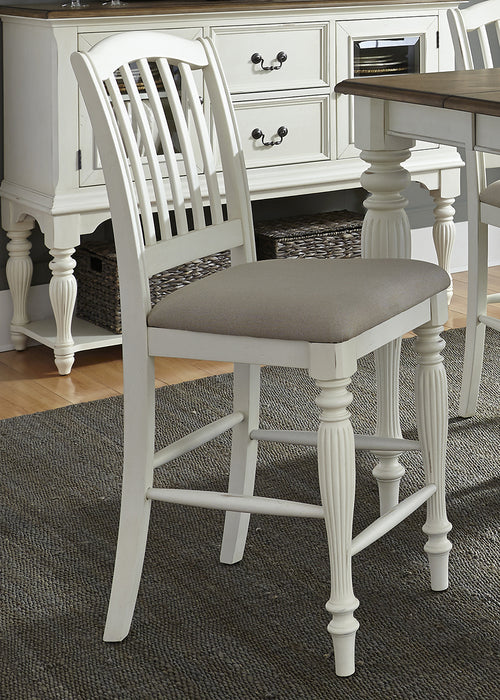 Liberty Furniture Cumberland Creek Slat Back Counter Chair in Nutmeg/White (Set of 2) - Furniture 4 Less (Jacksonville, NC)