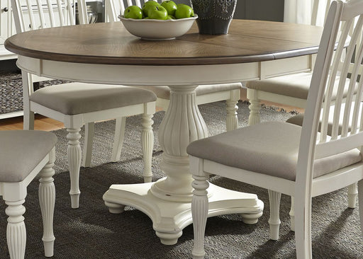 Liberty Furniture Cumberland Creek Pedestal Dining Table in Nutmeg/White 334-4860 - Furniture 4 Less (Jacksonville, NC)
