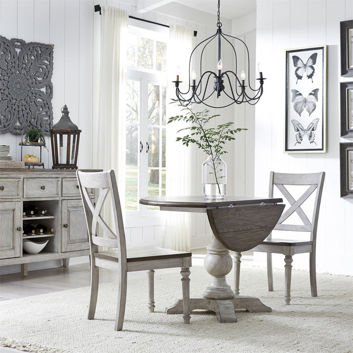 Liberty Furniture Cottage Lane Drop Leaf Single Pedestal Table in Antique White - Furniture 4 Less (Jacksonville, NC)
