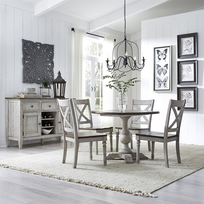 Liberty Furniture Cottage Lane Drop Leaf Single Pedestal Table in Antique White - Furniture 4 Less (Jacksonville, NC)