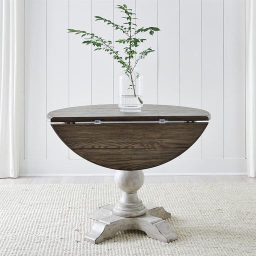 Liberty Furniture Cottage Lane Drop Leaf Single Pedestal Table in Antique White - Furniture 4 Less (Jacksonville, NC)