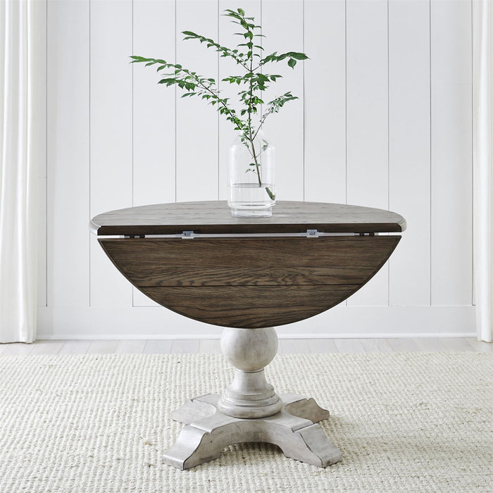 Liberty Furniture Cottage Lane Drop Leaf Single Pedestal Table in Antique White - Furniture 4 Less (Jacksonville, NC)