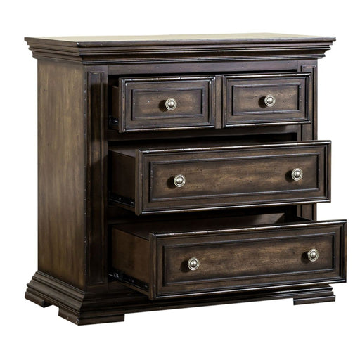 Liberty Furniture Big Valley Bedside Chest w/ Charging Station in Brownstone - Furniture 4 Less (Jacksonville, NC)