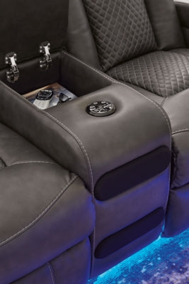 Fyne-Dyme Power Reclining Loveseat with Console - Furniture 4 Less (Jacksonville, NC)