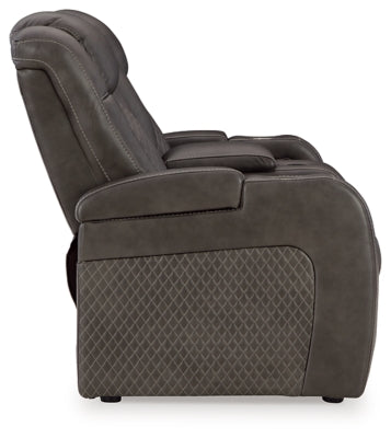 Fyne-Dyme Power Reclining Loveseat with Console - Furniture 4 Less (Jacksonville, NC)