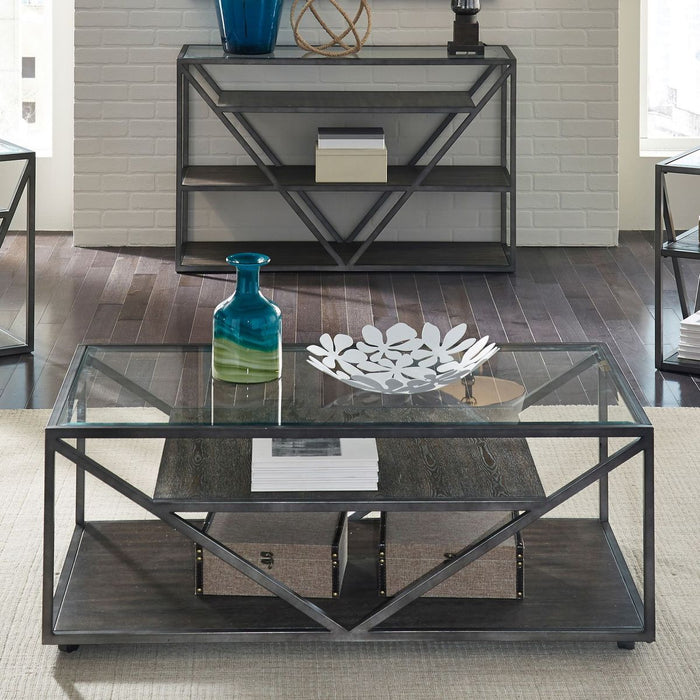 Liberty Furniture Arista Rectangular Cocktail Table in Cobblestone Brown - Furniture 4 Less (Jacksonville, NC)
