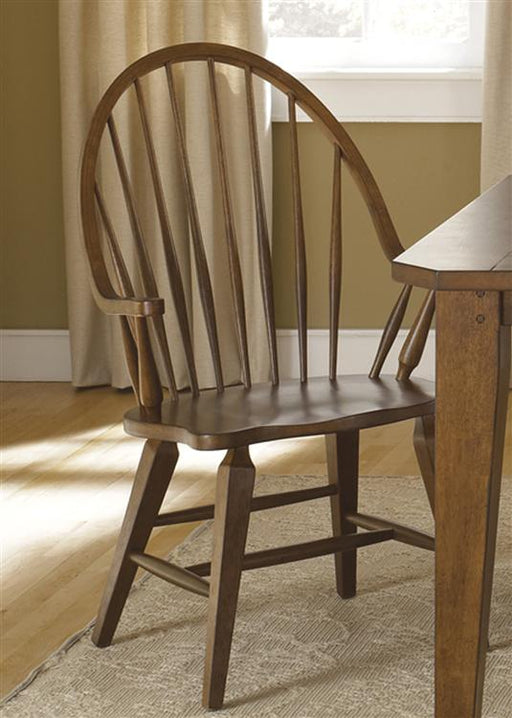 Liberty Furniture Hearthstone Windsor Back Arm Chair in Rustic Oak (Set of 2) - Furniture 4 Less (Jacksonville, NC)
