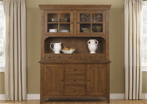 Liberty Furniture Hearthstone Buffet with Hutch in Rustic Oak - Furniture 4 Less (Jacksonville, NC)