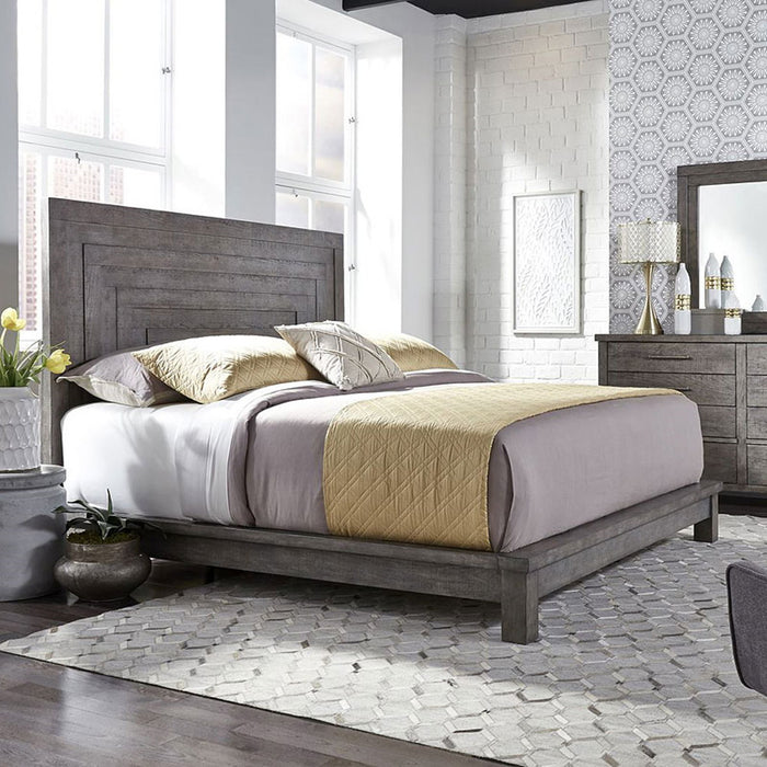 Liberty Furniture Modern Farmhouse Queen Platform Bed in Dusty Charcoal - Furniture 4 Less (Jacksonville, NC)