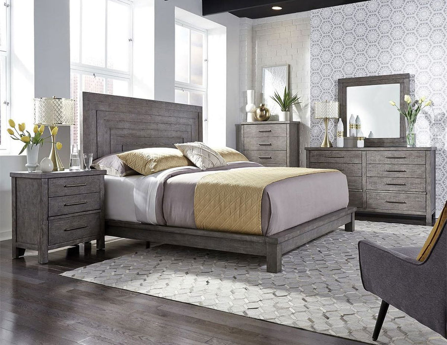 Liberty Furniture Modern Farmhouse King Platform Bed in Dusty Charcoal - Furniture 4 Less (Jacksonville, NC)