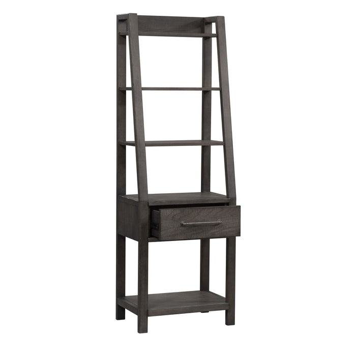 Modern Farmhouse Leaning Bookcase in Dusty Charcoal - Furniture 4 Less (Jacksonville, NC)