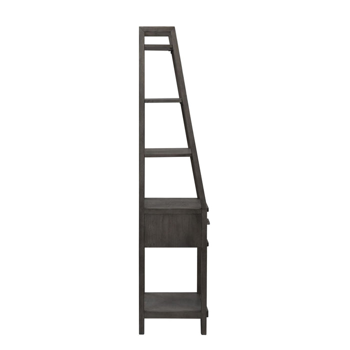 Modern Farmhouse Leaning Bookcase in Dusty Charcoal - Furniture 4 Less (Jacksonville, NC)