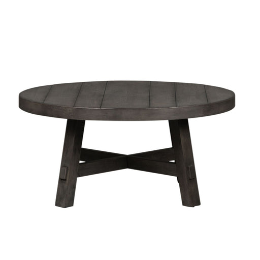 Modern Farmhouse Splay Leg Round Cocktail Table in Dusty Charcoal - Furniture 4 Less (Jacksonville, NC)