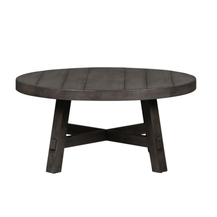 Modern Farmhouse Splay Leg Round Cocktail Table in Dusty Charcoal - Furniture 4 Less (Jacksonville, NC)