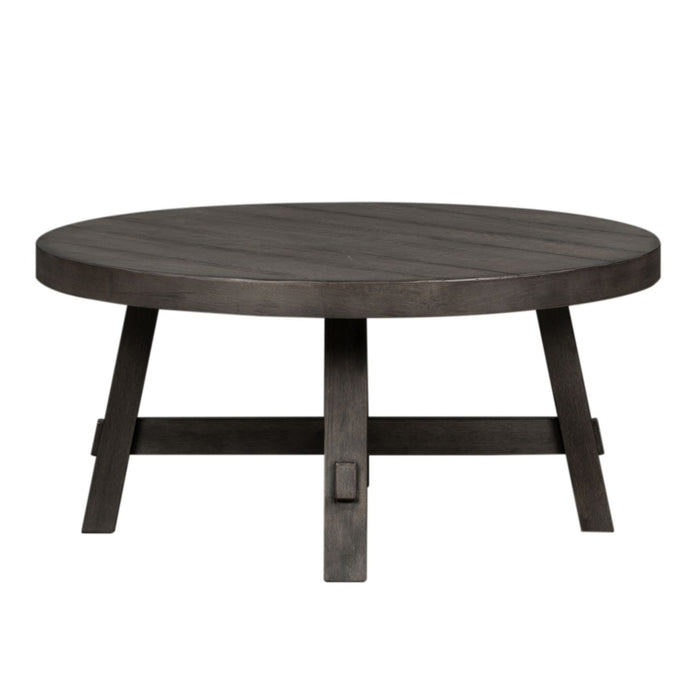 Modern Farmhouse Splay Leg Round Cocktail Table in Dusty Charcoal - Furniture 4 Less (Jacksonville, NC)