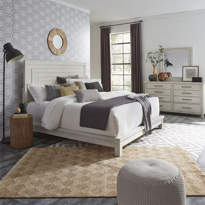 Liberty Modern Farmhouse King Platform Bed in White - Furniture 4 Less (Jacksonville, NC)