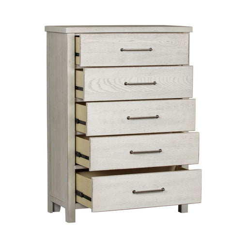 Liberty Modern Farmhouse 5 Drawer Chest in White - Furniture 4 Less (Jacksonville, NC)